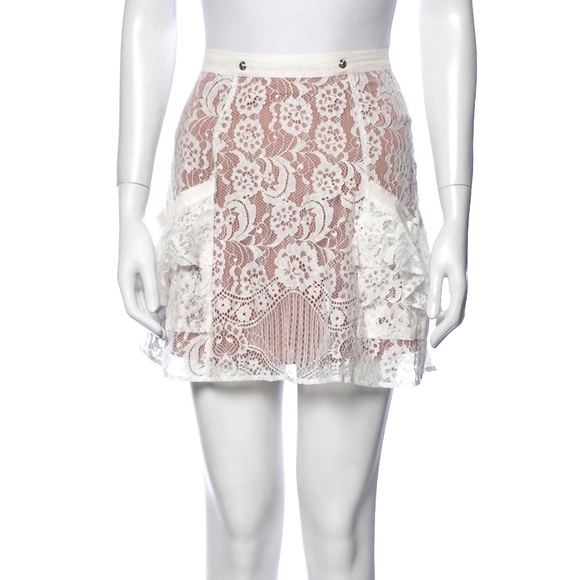 For Love & Lemons 🍋 Floral Lace Overlay Mini Skirt + Pockets. XS - Picture 1 of 3